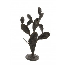 Decmode 16 Inch Eclectic Iron Cactus Sculpture, Black   566920076